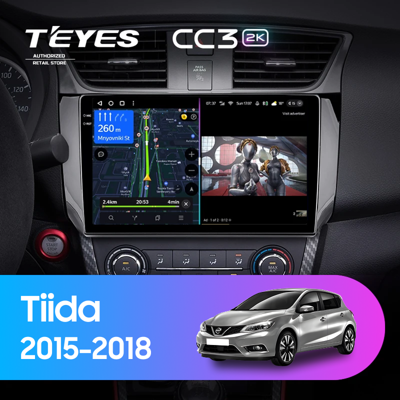 Штатная магнитола Teyes CC3 2K 4/64 Nissan Tiida C13 (2015-2018)