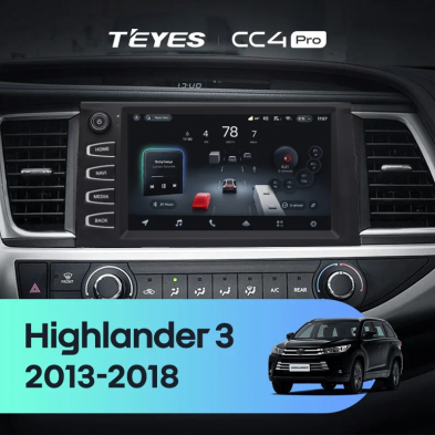 Штатная магнитола Teyes CC4 Pro 12/256 Toyota Highlander 3 XU50 (2013-2018) F2 с кнопками