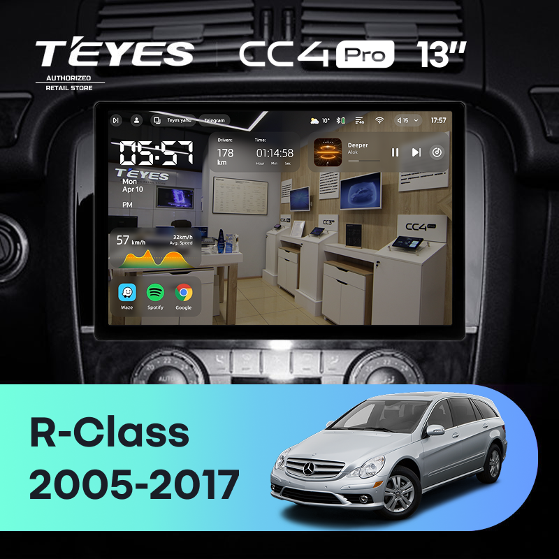 Штатная магнитола Teyes CC4 Pro 8/128 Mercedes-Benz R-Class W251 R280 R300 R320 (2005-2017) F1 (13&quot;)
