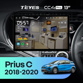 Штатная магнитола Teyes CC4 Pro 8/128 Toyota Prius C (2018-2020) Правый руль (13")