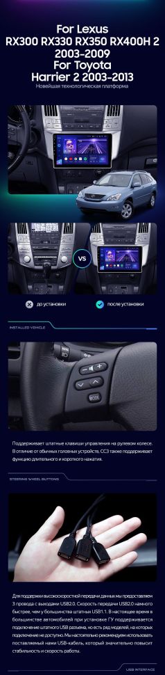 Штатная магнитола Teyes CC3 4/32 Toyota Harrier (2003-2009)