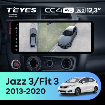 Штатная магнитола Teyes CC4 Pro 12.3" 360 8/128 Honda Jazz 3 (2015-2020)