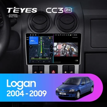 Штатная магнитола Teyes CC3 2K 360 6/128 Renault Logan 1 (2004-2009)