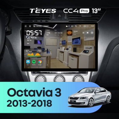 Штатная магнитола Teyes CC4 Pro 8/128 Skoda Octavia 3 A7 (2013-2018) Тип-B (13&quot;)