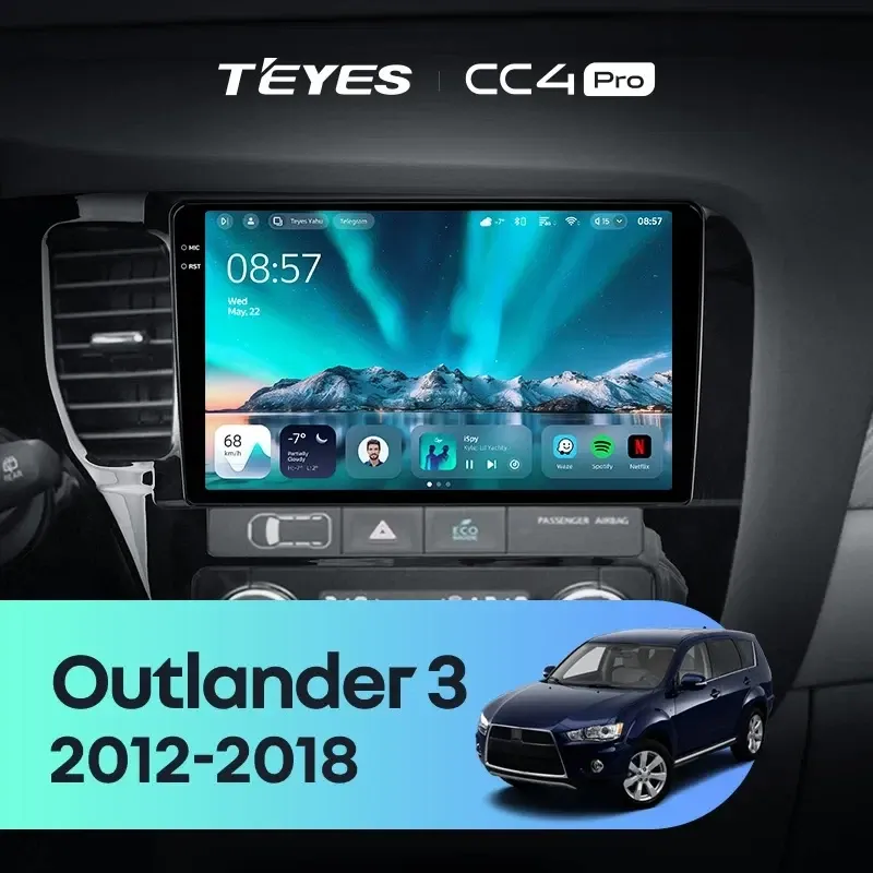 Штатная магнитола Teyes CC4 Pro 8/128 Mitsubishi Outlander 3 GF0W GG0W (2012-2018) Тип-A Правый руль