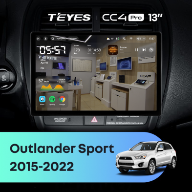 Штатная магнитола Teyes CC4 Pro 8/128 Mitsubishi Outlander Sport (2015-2022) Тип-A (13&quot;)