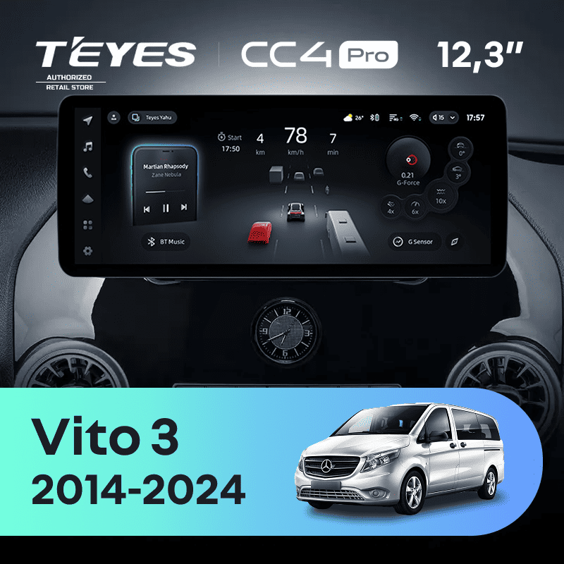 Штатная магнитола Teyes CC4 Pro 12.3" 8/128 Mercedes-Benz Vito 3 W447 (2014-2024)