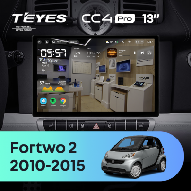 Штатная магнитола Teyes CC4 Pro 8/128 Mercedes-Benz Smart Fortwo 2 (2010-2015) F1 (13")