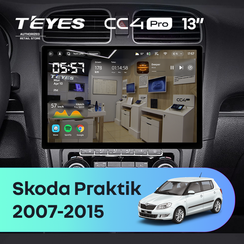 Штатная магнитола Teyes CC4 Pro 8/128 Skoda Praktik (2007-2015) (13&quot;)