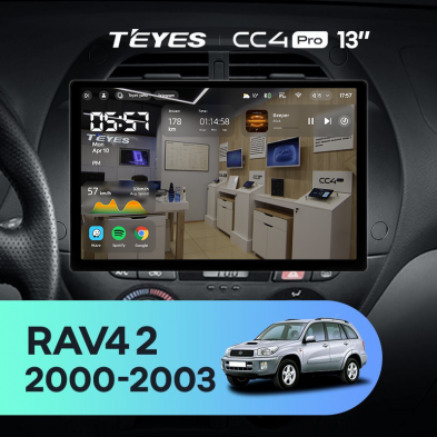 Штатная магнитола Teyes CC4 Pro 8/128 Toyota RAV4 2 CA20 (2000-2003) F3 (13&quot;)