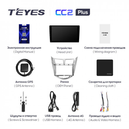 Штатная магнитола Teyes CC2 Plus 4/64 Hyundai Solaris 1 (2010-2016)