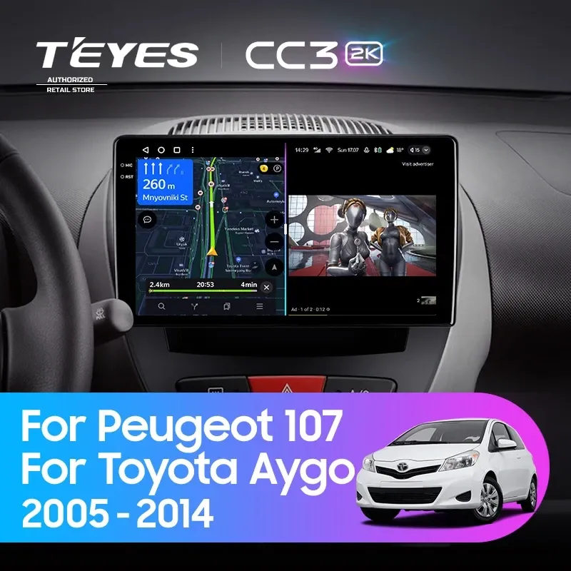 Штатная магнитола Teyes CC3 4/32 Peugeot 107 (2005-2014)