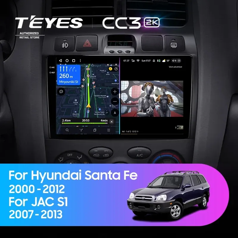 Штатная магнитола Teyes CC3 2K 360 6/128 Hyundai Santa Fe SM (2000-2012)