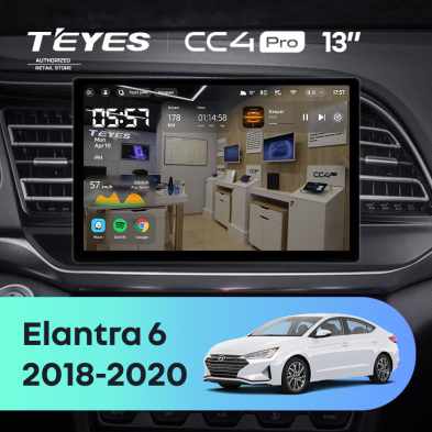 Штатная магнитола Teyes CC4 Pro 8/128 Hyundai Elantra 6 (2018-2020) Тип-B (13&quot;)