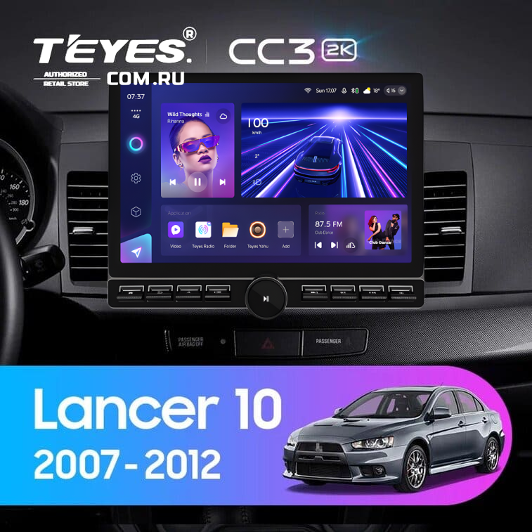 Штатная магнитола Teyes CC3 2K 6/128 Mitsubishi Lancer 10 CY (2007-2012) Тип-A (13&quot; с кнопками)