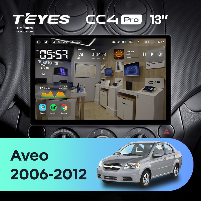 Штатная магнитола Teyes CC4 Pro 8/128 Chevrolet Aveo T250 (2006-2012) (13&quot;)