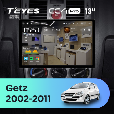 Штатная магнитола Teyes CC4 Pro 8/128 Hyundai Getz (2002-2011) F2 (13&quot;)