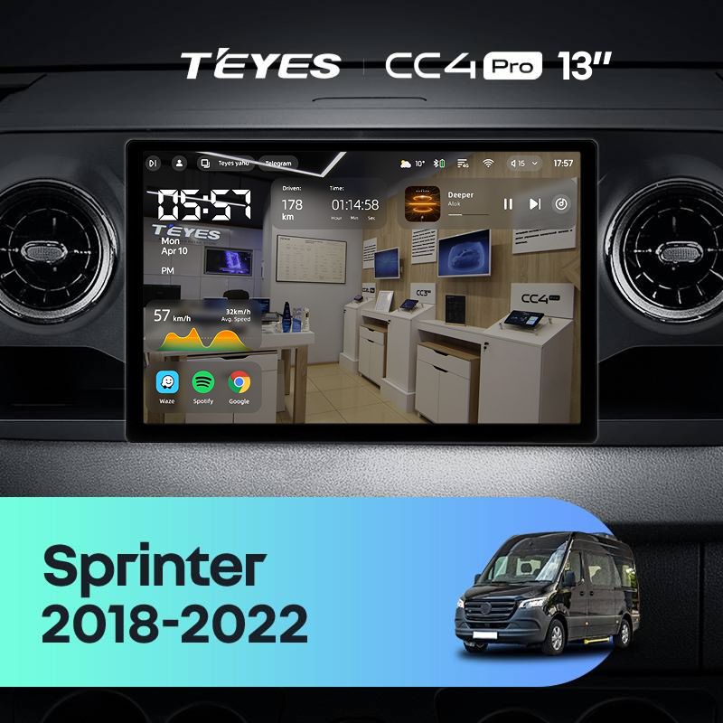 Штатная магнитола Teyes CC4 Pro 8/128 Mercedes-Benz Sprinter (2018-2022) F1 (13&quot;)