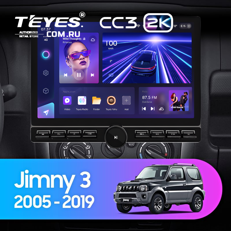 Штатная магнитола Teyes CC3 2K 6/128 Suzuki Jimny 3 (2005-2019) (13&quot; с кнопками)
