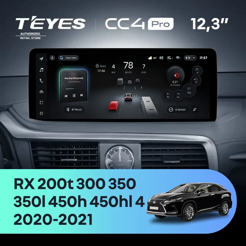 Штатная магнитола Teyes CC4 Pro 12.3" 8/128 Lexus RX200t RX300 RX350 RX350l RX450h RX450hl AL20 IV (2020-2021)