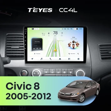 Штатная магнитола Teyes CC4L 6/64 с DTS Honda Civic 8 FK FN FD (2005-2012) Правый руль