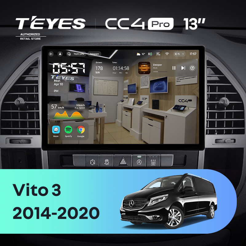 Штатная магнитола Teyes CC4 Pro 8/128 Mercedes-Benz Vito 3 W447 (2014-2020) (13&quot;)