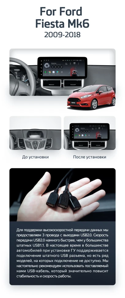 Штатная магнитола Teyes LUX ONE 4/32 Ford Fiesta Mk 6 (2013-2018) Тип-B