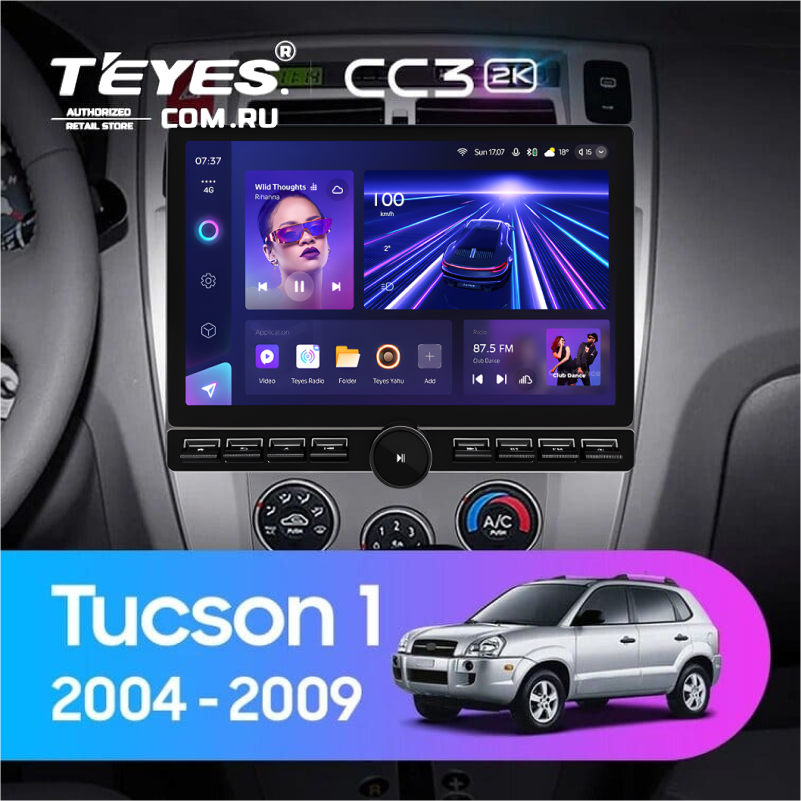Штатная магнитола Teyes CC3 2K 6/128 Hyundai Tucson 1 (2004-2009) (13&quot; с кнопками)