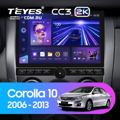Штатная магнитола Teyes CC3 2K 6/128 Toyota Corolla 10 E140 E150 (2006-2013) Тип-B (13&quot; с кнопками)