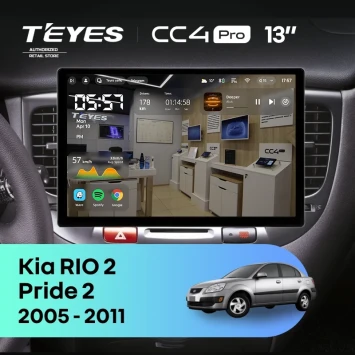Штатная магнитола Teyes CC4 Pro 8/128 Kia Rio 2 (2005-2011) F2 (13")