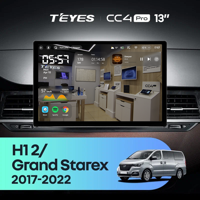 Штатная магнитола Teyes CC4 Pro 8/128 Hyundai H1 2 Grand Starex TQ (2017-2022) (13&quot;)