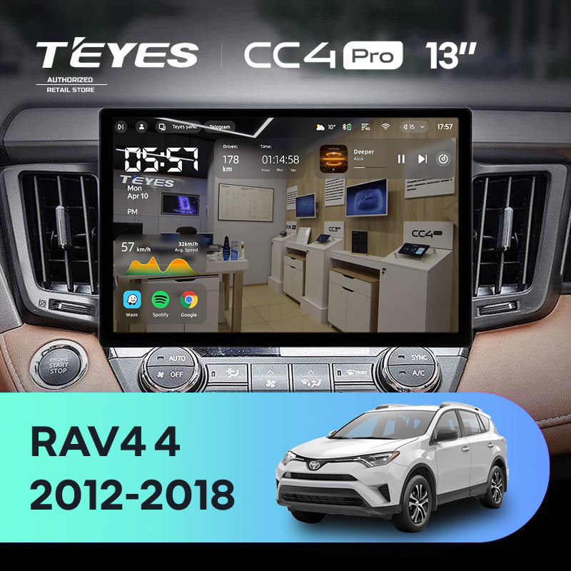 Штатная магнитола Teyes CC4 Pro 8/128 Toyota RAV4 4 XA40 5 XA50 (2012-2018) (13&quot;)