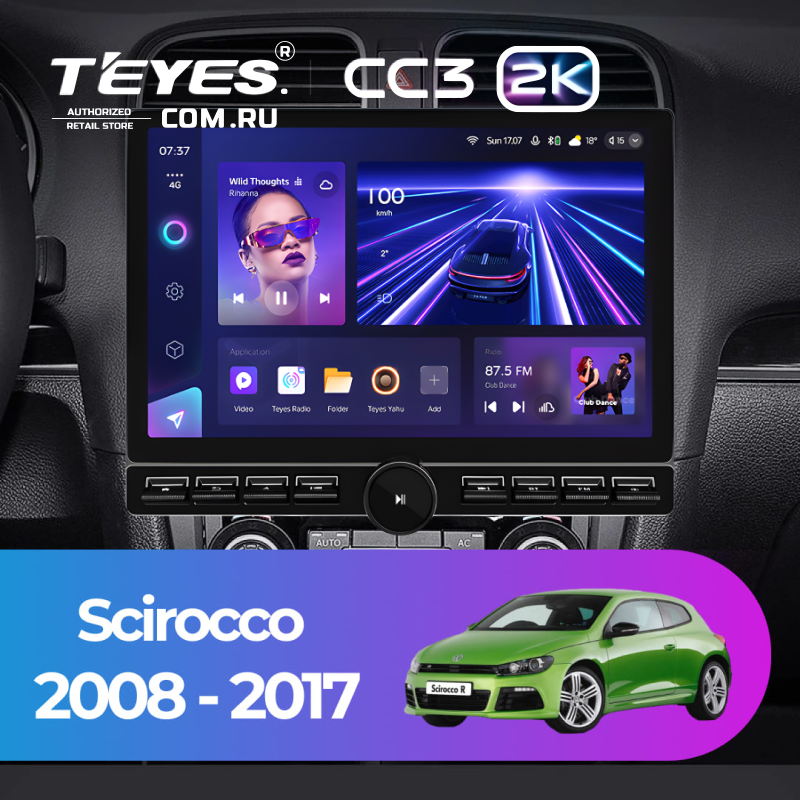 Штатная магнитола Teyes CC3 2K 6/128 Volkswagen Scirocco (2008-2017) (13&quot; с кнопками)