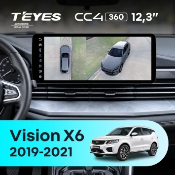 Штатная магнитола Teyes CC4 12.3" 360 8/128 Geely Vision X6 (2019-2021)