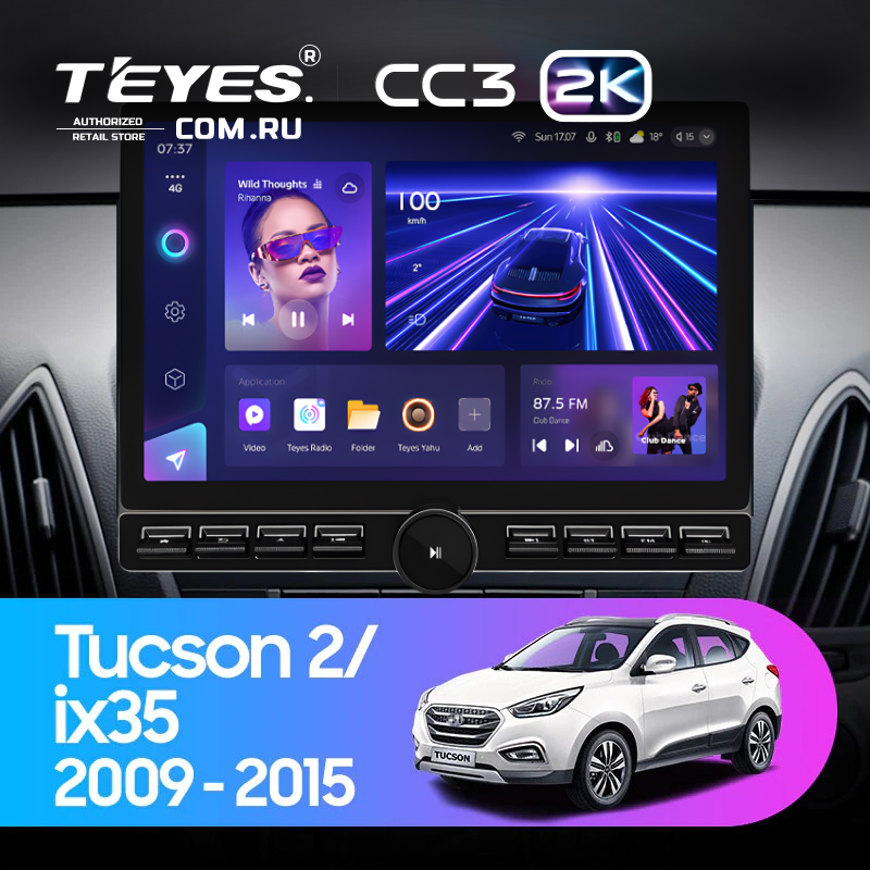 Штатная магнитола Teyes CC3 2K 6/128 Hyundai ix35 (2009-2015) (Tucson 2) Тип-C (13&quot; с кнопками)