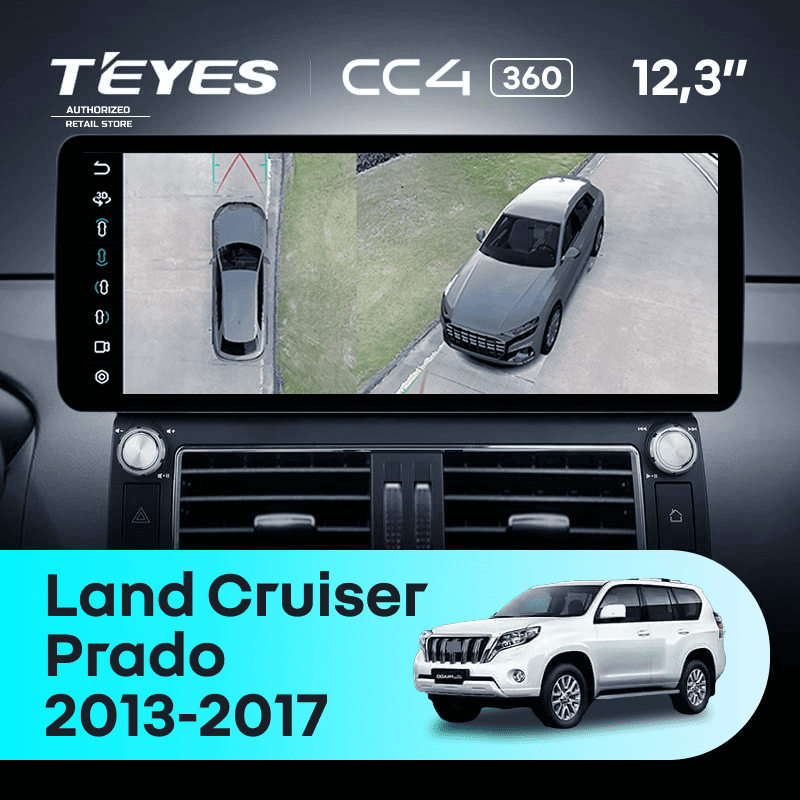 Штатная магнитола Teyes CC4 12.3" 360 8/128 Toyota Land Cruiser Prado 150 (2013-2017) F1