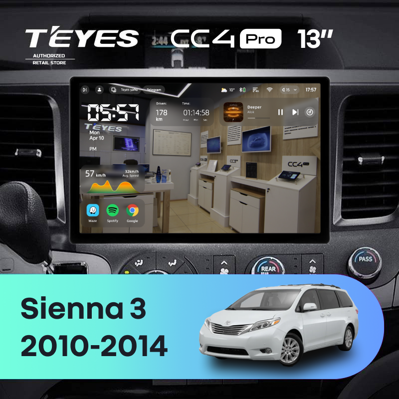 Штатная магнитола Teyes CC4 Pro 8/128 Toyota Sienna 3 XL30 (2010-2014) (13&quot;)