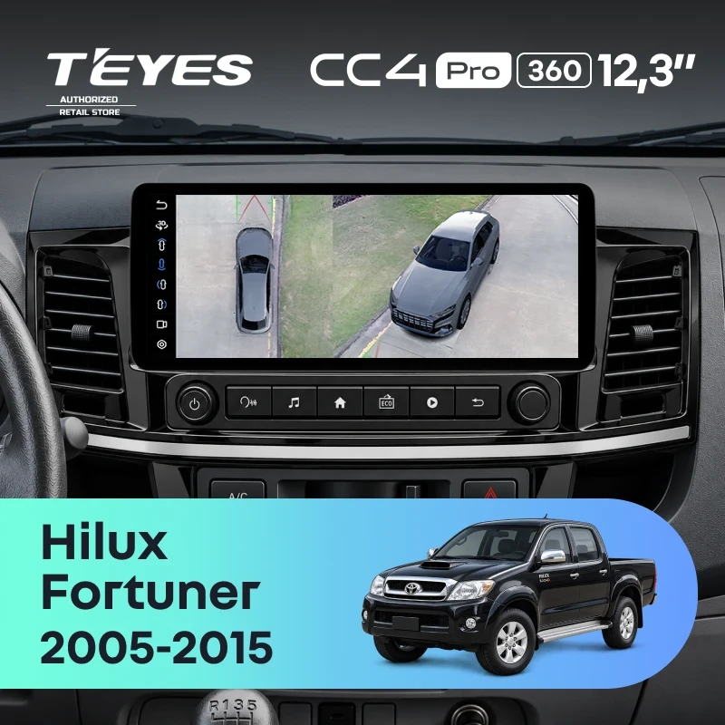Штатная магнитола Teyes CC4 Pro 12.3" 360 8/128 Toyota Hilux (2005-2015) (с конд., без кнопок на руле)