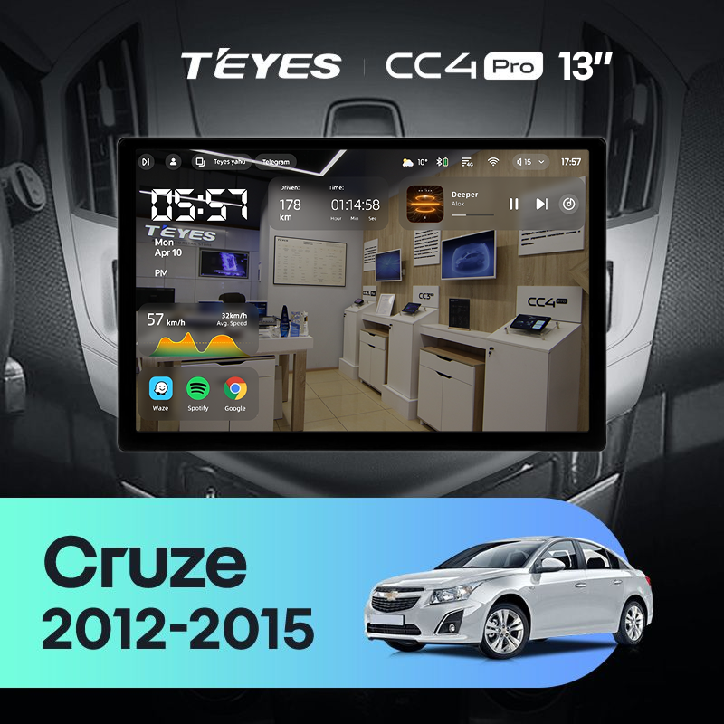 Штатная магнитола Teyes CC4 Pro 8/128 Chevrolet Cruze J300 J308 (2012-2015) (13&quot;)