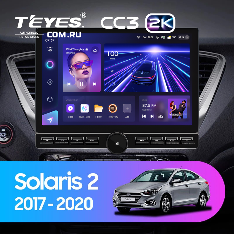 Штатная магнитола Teyes CC3 2K 6/128 Hyundai Solaris 2 (2017-2020) F1 Тип-B (13&quot; с кнопками)