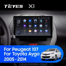 Штатная магнитола Teyes X1 4G 2/32 Peugeot 107 (2005-2014)