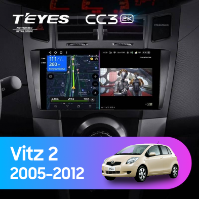Штатная магнитола Teyes CC3 2K 360 6/128 Toyota Vitz 2 XP90 (2005-2012) F2