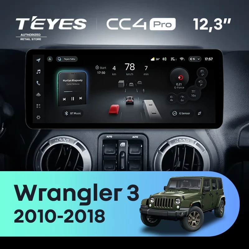 Штатная магнитола Teyes CC4 Pro 12.3" 12/256 Jeep Wrangler 3 JK (2010-2018)