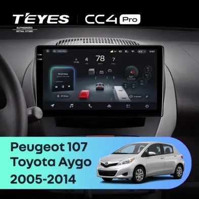 Штатная магнитола Teyes CC4 Pro 8/128 Toyota Aygo (2005-2014)