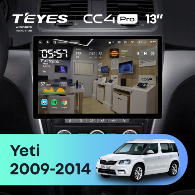 Штатная магнитола Teyes CC4 Pro 8/128 Skoda Yeti 5L (2009-2014) (13&quot;)