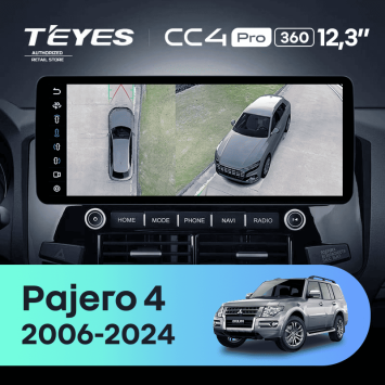 Штатная магнитола Teyes CC4 Pro 12.3" 360 12/256 Mitsubishi Pajero 4 V80 V90 (2006-2024) Тип-A