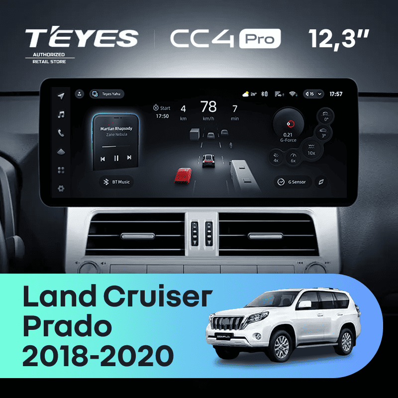 Штатная магнитола Teyes CC4 Pro 12.3" 8/128 Toyota Land Cruiser Prado 150 (2018-2020)