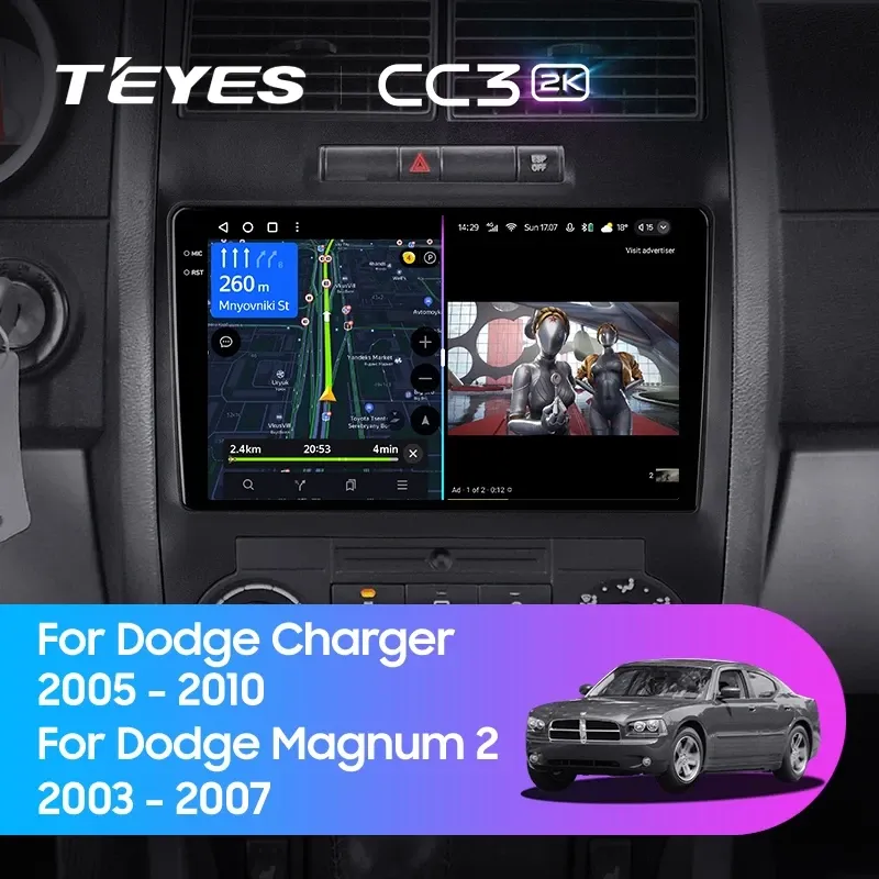 Штатная магнитола Teyes CC3 2K 360 6/128 Dodge Magnum 2 (2003-2007)