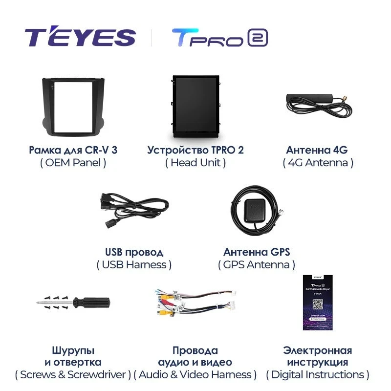 Штатная магнитола Tesla style Teyes TPRO 2 6/128 Honda CR-V 3 RE (2006-2012) Тип-A