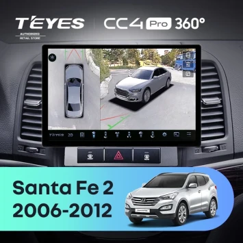 Штатная магнитола Teyes CC4 Pro 360 8/128 Hyundai Santa Fe 2 (2006-2012) (13")